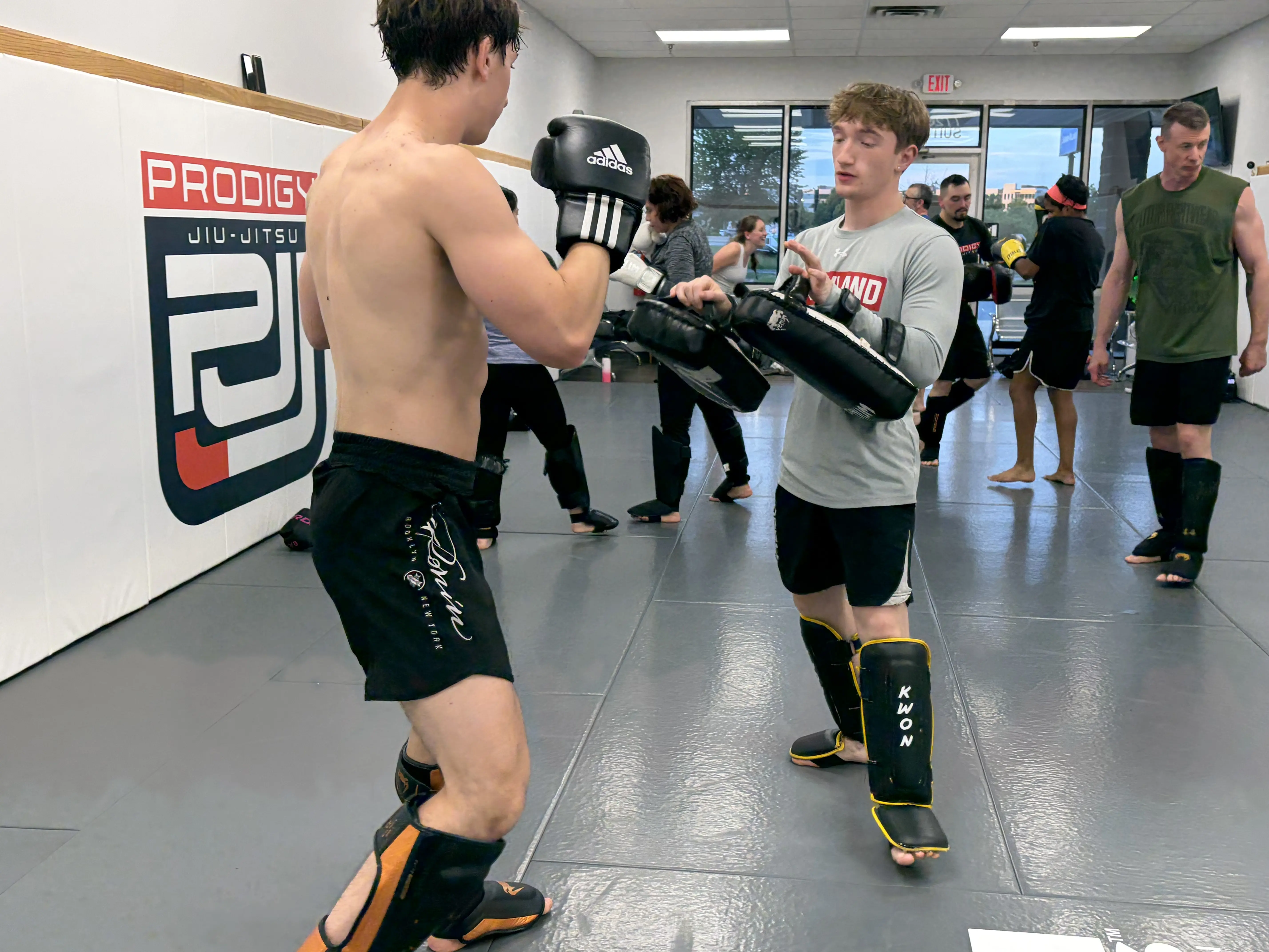 Muay Thai pad work and striking training at Prodigy Jiu-Jitsu in Fogelsville
