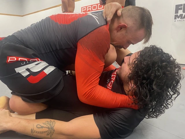 Intense no-gi training round at Prodigy Jiu-Jitsu